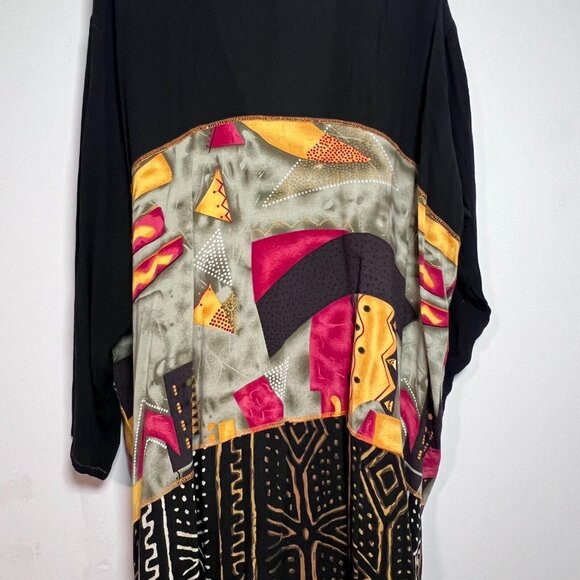 Gabrielle Boho Geometric Duster Kimono Plus Size 24 Open Front Cover up - Picture 13 of 16